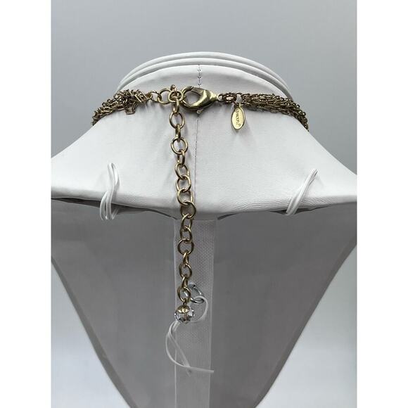 Chicos Chain Link Coin Station Round Rhinestone accent Pendant Necklace - Picture 9 of 12